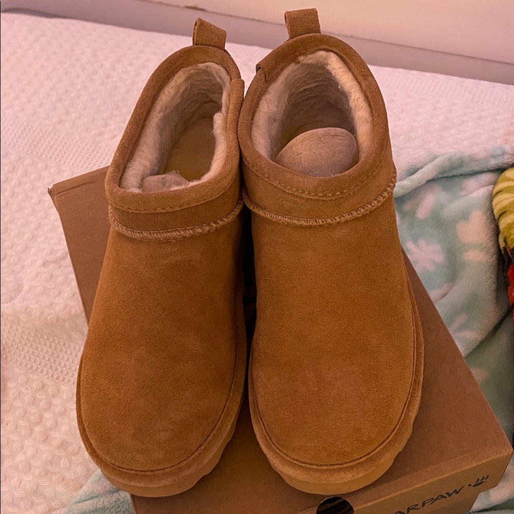 BearPaw Chestnut Suede Ankle Booties